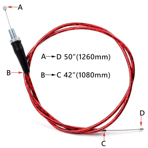 7/8" 22mm Twist Throttle Accelerator Soft Rubble Handle Grip Cable kit for 50cc 90cc 110cc 125cc 4-Stroke SSR Coolster Apollo CRF50 Roketa Pit/Dirt/Mini/ATV Quad Pocket Bike - color: Red