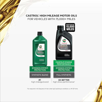 Castrol EDGE High Mileage 5W-30 Advanced Full Synthetic Motor Oil, 1 Quart, Pack of 6 - size: 1 Quarts (Pack of 6)