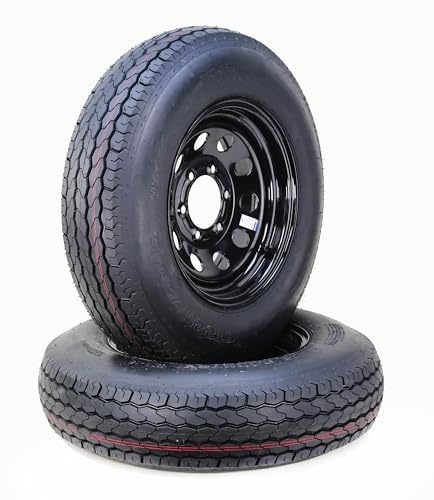 Free Country Trailer Tire Wheel ST225/75D15 8PR D 113L 6X5.5 Black Mod, Pk2 - size: ST225/75D15 (6x5.5PCD) /8PR