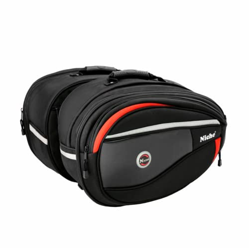 Niche 2pcs Deluxe Motorcycle Saddle Bag, Side Bag, Pannier for Street Bike and Sports Bike, Expandable and Waterproof Travel Bag NMO-8209