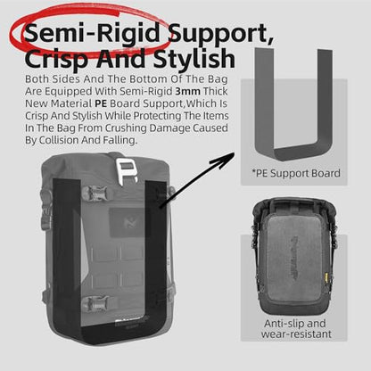 Rhinowalk Motorcycle Crash Bar Bag Waterproof 6L Motorcycle Frame Bag Saddle Bag Side Bag with Shoulder Strap (Black, 7L) - color: Black 7L