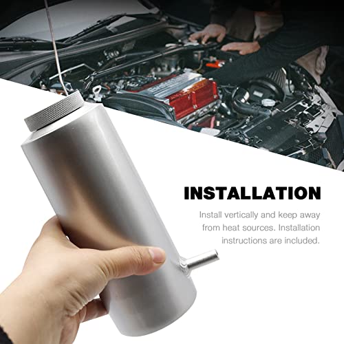 Saihisday Universal Car Radiator Coolant Overflow Tank 800ml Overflow Bottle Oil Catch Tank Cooling Catch Bottle(Black) (Sliver)
