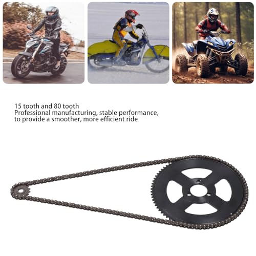 25H Chain Sprocket Kit, 25H Chain Sprocket Set Steel 10mm 15T Front Sprocket 29mm 80T Rear Sprocket 146 Link Drive Chain for 47CC 49CC Mini Motorcycle ATV Dirt