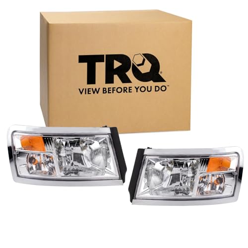 TRQ Headlight Set Halogen 2 Piece Black Bezel - style: HLA88592