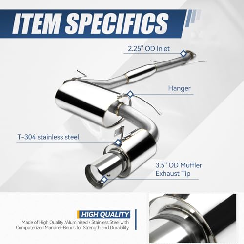 Auto Dynasty 3.5" Round Catback Exhaust System For 90-97 Mazda Miata MX-5
