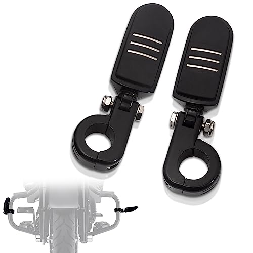 FOVPLUE 1.25" Highway Footpegs, for Harley Touring Softail Dyna Sportster - color: Gloss Black
