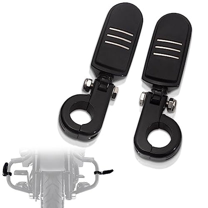 FOVPLUE 1.25" Highway Footpegs, for Harley Touring Softail Dyna Sportster - color: Gloss Black