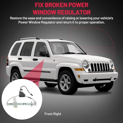 BDFHYK 741-557 Power Window Regulator with Motor Front Right for 2001-2004 Grand Cherokee 2001 2002 2003 2004 01 02 03 04 - size: Front Right, style: 2001-2004 Jeep Grand Cherokee