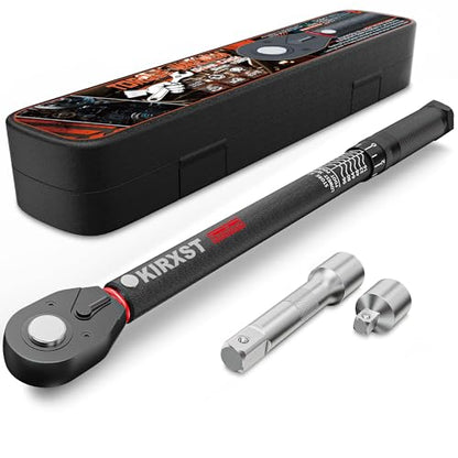 3/8" Drive Torque Wrench 8-104Ft.-Lb./10.9-141.1 Nm, Two-way Adjustable 72-tooth Click Torque Wrench, Dual Scale, ±3% Accuracy Wrench, Suitable for Maintenance Bicycles, Cars and Trucks - size: 3/8"