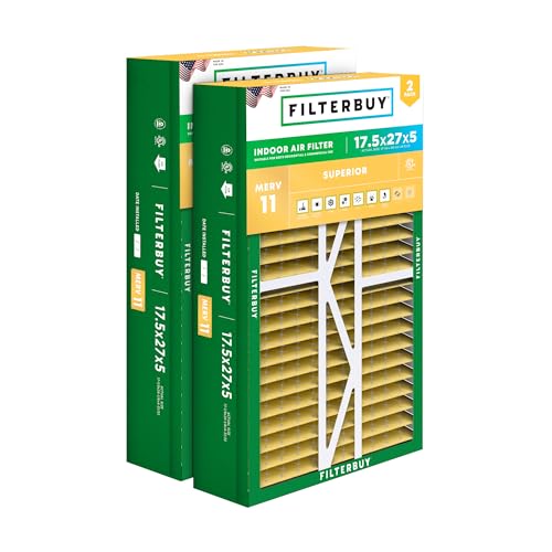 Filterbuy 17.5x27x5 Air Filter MERV 11 Pet & Allergy Defense (2-Pack) - size: 17.5x27x5