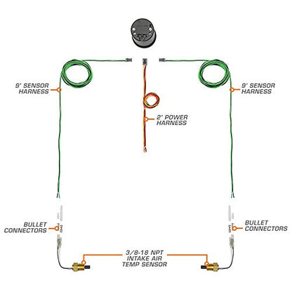 GlowShift White 7 Color Dual Air Intake Temperature Gauge Kit, 2-1/16" 52mm