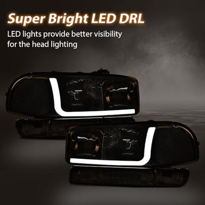 G-PLUS LED Headlights Assembly Fit GMC Sierra 1500HD 2500HD 3500 1999-2007 - size: [LED Clear] 1999-2007 Sierra