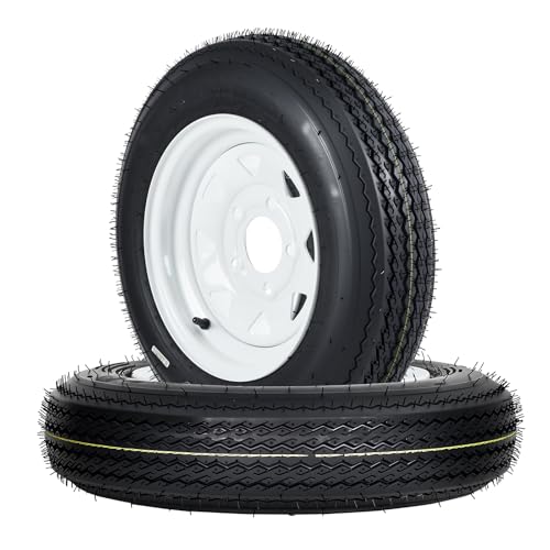 GarveeTech 4.80-8 Trailer Tire and Wheel Assembly, 5 Lug, Set of 2 - size: 4.80-8, style: 5 Lug