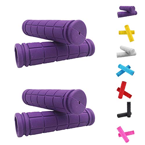 Bike Handlebar Grips, Non-Slip Rubber Bicycle Handle Bar Wraps for Kids Bikes(7 Colors) - color: Purple