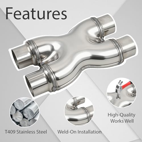 T409 Stainless Steel X Pipe 2.25'' Inch ID Dual to 2.25'' Inch ID Dual Stamped Exhaust Adapter Connector, Crossover X-Pipe,Overall Length: Approx. 12", Universal - size: 2.25" Dual to 2.25" Dual