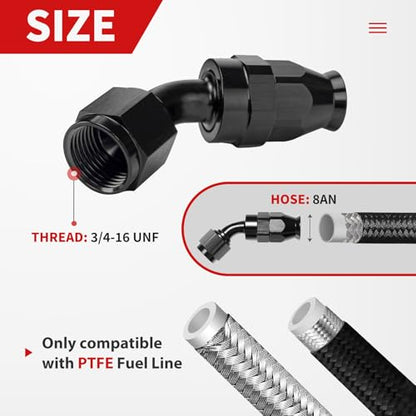 8AN PTFE Fuel Line Kit Nylon Braided PTFE Fuel Hose 20FT With AN8 Hose End Fitting For LS Swap EFI Fuel System - color: Black, size: 8AN 20FT