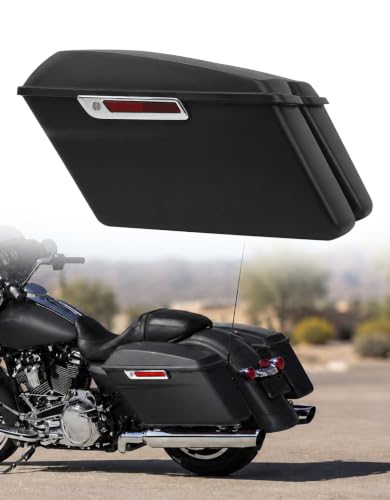 TCMT Hard Saddlebags Latch Keys & Liners Carpet Insert Fits For Harley 2014-2024 Touring Electra Road Street Glide Road King Ultra Limited - color: Matte Black Chrome Latches, size: Standard Saddlebags