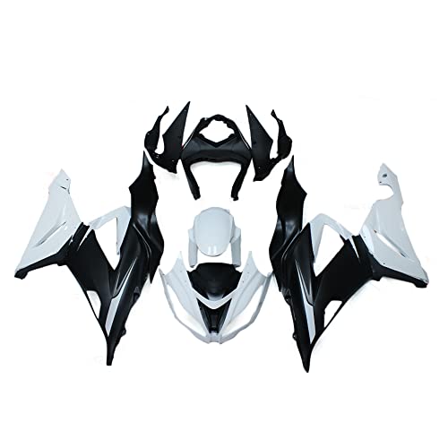 White Black Fairing for Kawasaki ZX6R 2013 14 15 16-2018 Injection Bodywork - color: White Black