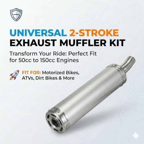 BADASS SHARKS 22mm 2-Stroke Exhaust Muffler For 50cc-150cc Dirt Bike - color: Metallic silver