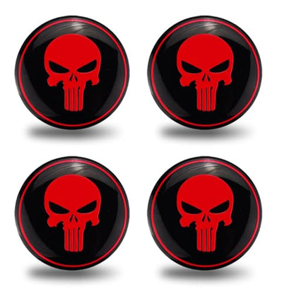 4PCS Skull Car Wheel Hub Center Cap Sticker, 2.2 Inch/56MM (Red) - color: Red