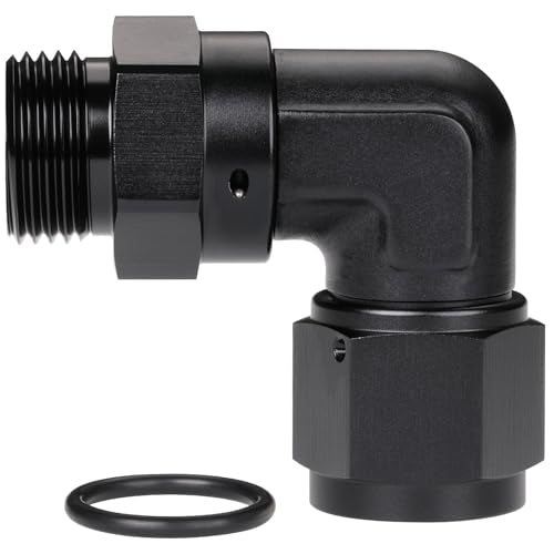 10AN Female Flare Swivel to 10AN -10 ORB Male O-ring Boss 90 Degree Fitting Adapter Aluminum Black - color: Black - 90 Degree, size: 10AN Female to -10 ORB Male