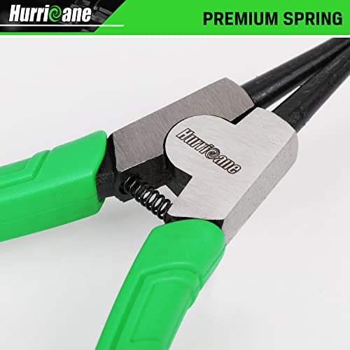HURRICANE 4 Pieces Snap Ring Pliers Set, 7 Inch Internal & External Circlip Pliers Kit, CR-V Straight & Bent Jaw Pliers, Ideal for Ring Remover Retaining and Remove Hoses, with Portable Storage Pouch