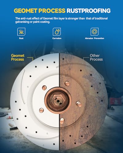 PHILTOP Front Brake Pads and Rotors Kit for Mercedes-Benz E350 2006-2007, E500 2003-2006, Drilled Slotted Vented Rotors 312MM - size: E350 2006-2007 - Front 34246-312mm