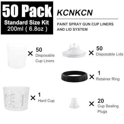 Paint Spray Gun Cups Disposable Paint Cup Liners Kit 6.76oz 50 Packs - size: 50pcs 200ml 6.76oz Cups