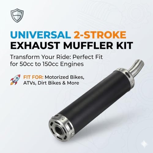 BADASS SHARKS 2-Stroke Exhaust Muffler 22mm 50cc-150cc - color: Dark black