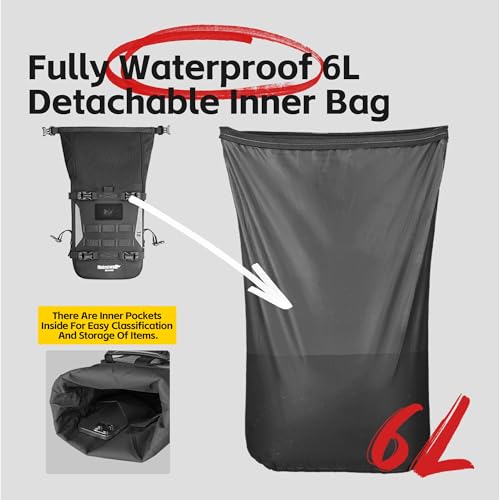 Rhinowalk Motorcycle Crash Bar Bag Waterproof 6L Motorcycle Frame Bag Saddle Bag Side Bag with Shoulder Strap (Black, 7L) - color: Black 7L
