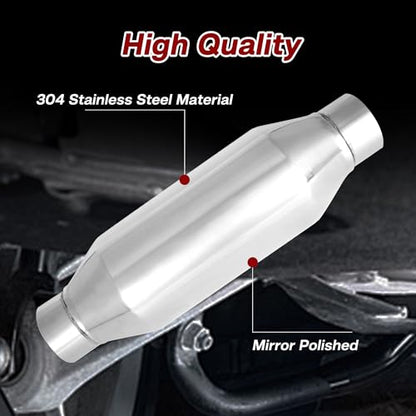 Exhaust Resonator, 3 Inch Inlet Resonator Muffler Straight Stainless Steel, Universal Performance Muffler 13''/340mm Overall Length, Polished - size: 3''x 4''