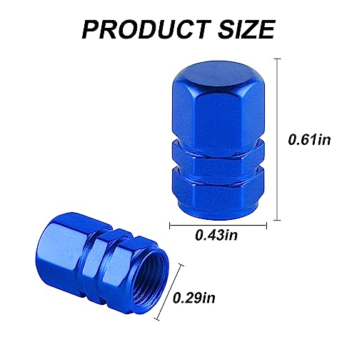 alpmosn Aluminum Tire Stem Valve Caps Wheel Valve Covers Car Dustproof Tire Cap Cover Accessories, Universal for SUV, Car, Bike and Motorcycle, Hexagon Shape (4PCS Blue) - color: Blue