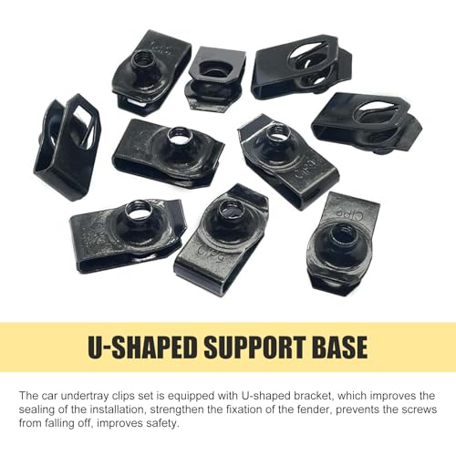 100 PCS Car Body Fender Bumper Splash Guard Fixing Clip, U Clips Rivet Fasteners and Undertray Screws Kit, Universal Auto Body Engine Under Cover Bolts, for Most Cars (Black)