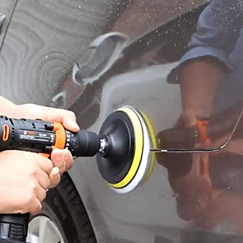 IPELY 6 Pcs 5 Inch Wool Polishing Buffing Pad Polishing Buffing Wheel for Drill Buffer Attachment with M14 Drill Adapter - size: 6 Pcs 5 Inch