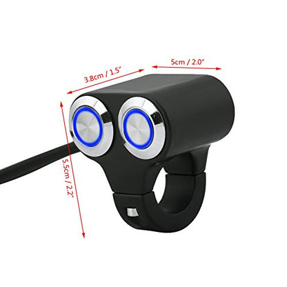 Keenso Universal 7/8inch 22mm Motorcycle Handlebar Switch, Black Push Button, Manual