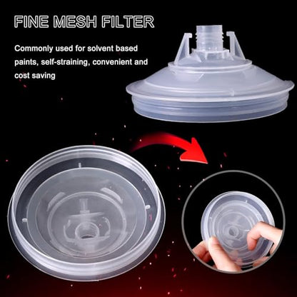Disposable Paint Sprayer Gun Cup 20 Ounce(600ML) Kit with 10 Cups and Lids System, 1 Hard Cup with Retainer Ring, 2 Plugs, 1 Paint Stirrer, 10 Paint Strainers for Automotive Commercial Coatings - size: 20 Ounce kit 10pcs