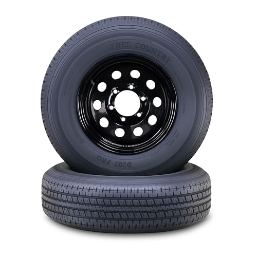 Free Country Trailer Tire Wheel ST225/75R15 10PR E 117N 6X5.5 Black Mod Pk2 - size: ST225/75R15 /6x5.5