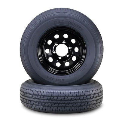 Free Country Trailer Tire Wheel ST225/75R15 10PR E 117N 6X5.5 Black Mod Pk2 - size: ST225/75R15 /6x5.5