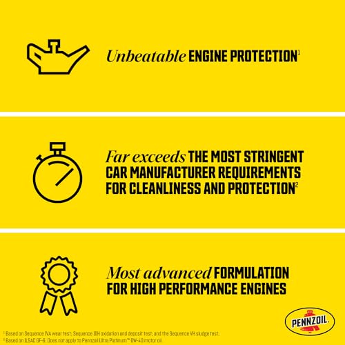 Pennzoil Ultra Platinum Full Synthetic 5W-20 Motor Oil, 1 Quart (6 Pack) - size: 1 Quart, style: 6 Pack