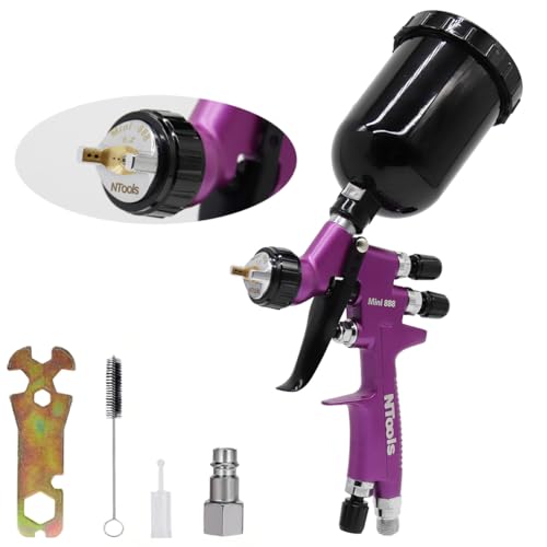 Touch-Up Mini Air Spray Gun, 1.2mm Stainless Steel Nozzle, 250ml Capacity, HVLP Auto Paint Sprayer for Cars and Furniture (Purple, 1.2mm Nozzle) - color: Purple, size: 1.2mm Nozzle