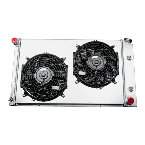 Radiator-Neninkiy 3 Row Radiator Aluminum Radiator Shroud 12" Fan Compatible with 1970-1981 1975 Pontiac Firebird Trans Am Esprit Formula V8 I6 4.3L Automotive Cooling Radiator CU573 18.375"x 32.5"