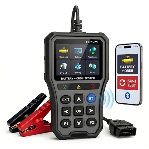 NOVEINN Bluetooth OBD2 Scanner, 2-in-1 Check Engine Code Reader & 12V Car Battery Tester, Diagnostic Scan Tool with EVAP Test, Performance & Trip Analysis, for 1996+ Cars & Trucks