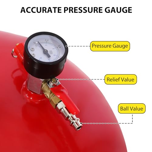 Garvee 20 Gallon Waste Oil Drain Tank, Portable Oil Drain Container, Air Operated Drainer, Fluid Fuel Transfer Drainage, Adjustable Funnel Height with Wheel &15'' Premium Bowl and a Toolbox - size: 20 Gallon- Red