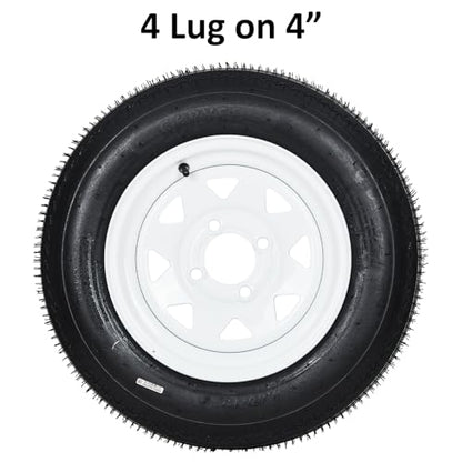 Garvee 2-Pack 4.80-12 Trailer Tires on 12” White Rims, 4 Lug on 4” Bolt Pattern, Load Range C 6PR, 990 lbs, Bias Ply Pre-Mounted for Utility/Boat/Camper Trailers - size: 4.80-12, style: 4 Lug