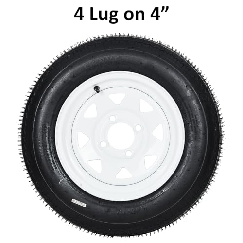 Garvee 2-Pack 4.80-12 Trailer Tires on 12” White Rims, 4 Lug on 4” Bolt Pattern, Load Range C 6PR, 990 lbs, Bias Ply Pre-Mounted for Utility/Boat/Camper Trailers - size: 4.80-12, style: 4 Lug