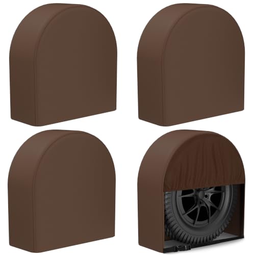 eletecpro RV Tire Covers, Fit 26-29 Inch Tire Diameters, Brown, 4-Pack - color: Brown, size: M (Fits Tire Diameters 26''-29'')