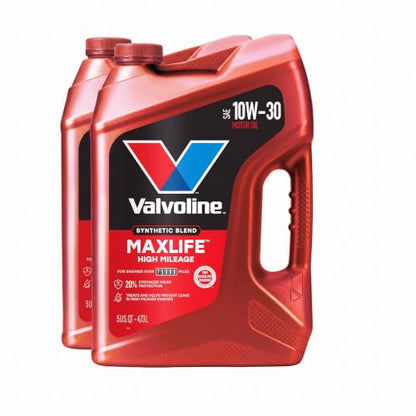 Valvoline High Mileage with MaxLife Technology 10W-30 Synthetic Blend Motor Oil 5 Quart, (Pack of 2) - size: 5 qt (Pack of 2), style: High Mileage