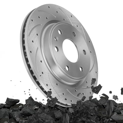 12.80" inch Front Drilled and Slotted Brake Rotors Kits - size: S-55150+D1169