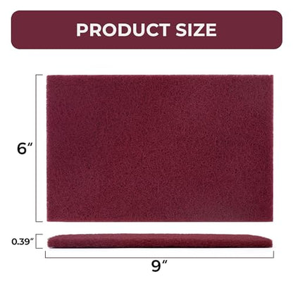 Maroon Scuff Pad 10 PCS 6" X 9" 320 Grit Wet and Dry Abrasive Pads