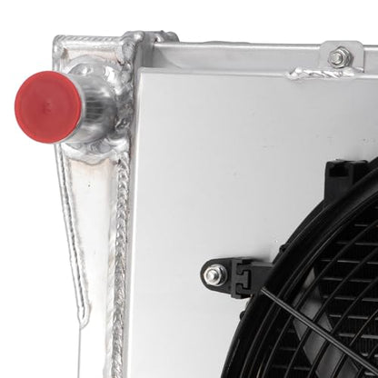 3 Row Aluminum Radiator Shroud 16" Fan Kit for 1968-1974 Chevy Nova 1975-1987 El Camino High Performance Racing Spec 16 Inch Fan CC571 1968-1987